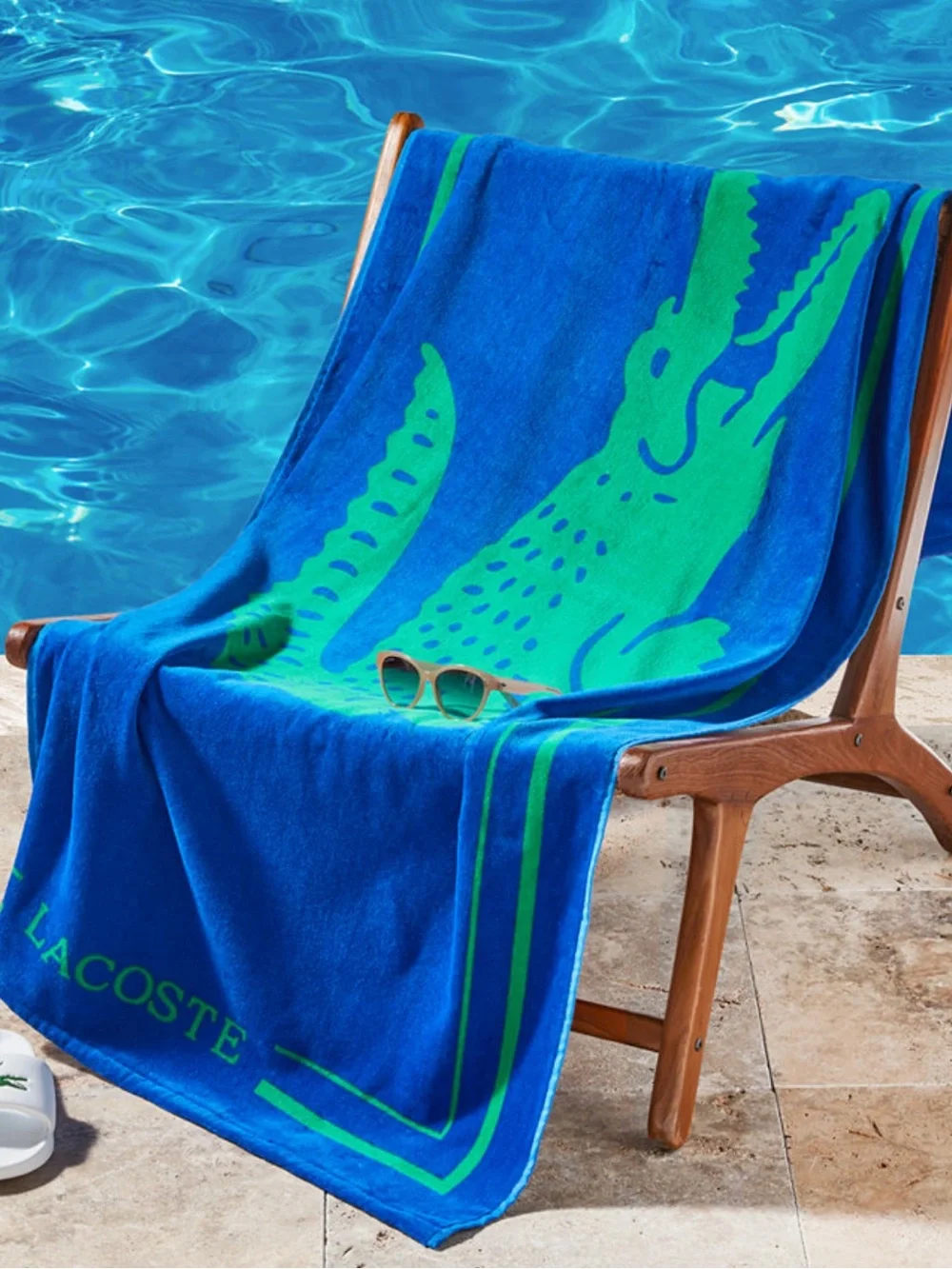 Lacoste Frame Crocodile Print Cotton Beach Towel, 36